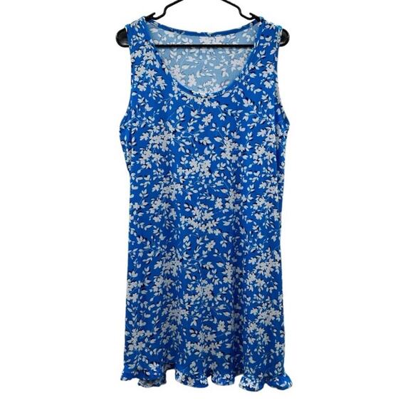 Draper James Sleeveless Floral Print Tank Ruffle Trim Mini Dress Size L/XL - Picture 2 of 9